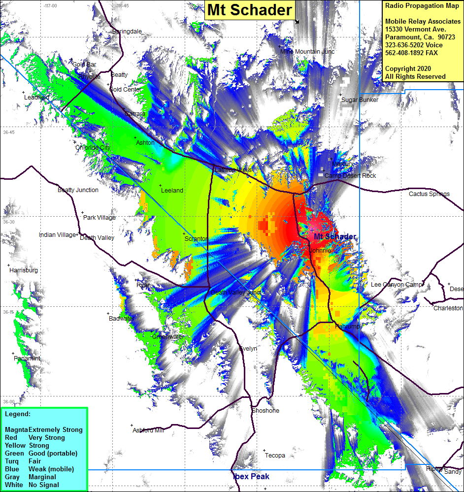 heat map radio coverage Mt Schader